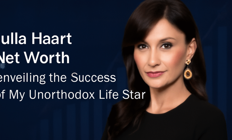Julia Haart close-up with bold text: Julia Haart Net Worth – Unveiling the Success of My Unorthodox Life Star