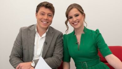 Patrick Christys speaking during a TV broadcast, delivering political commentary.