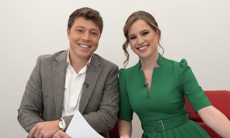 Patrick Christys speaking during a TV broadcast, delivering political commentary.