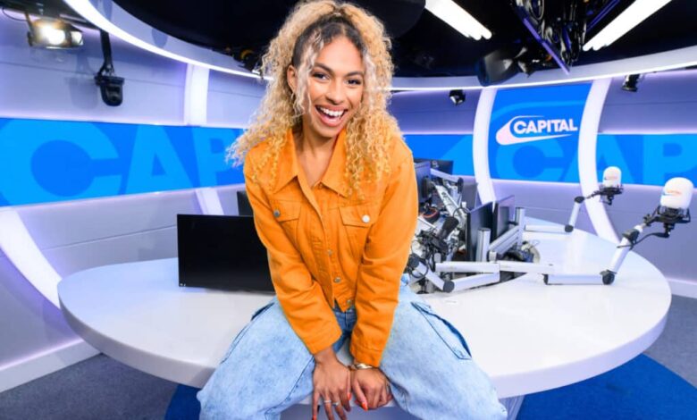 Kemi Rogers hosting a radio show, showcasing her unique voice and dynamic presence in British radio broadcasting