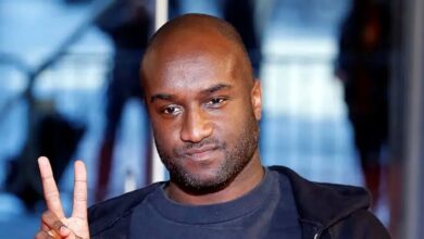 Virgil Abloh wearing Off-White design at a fashion event